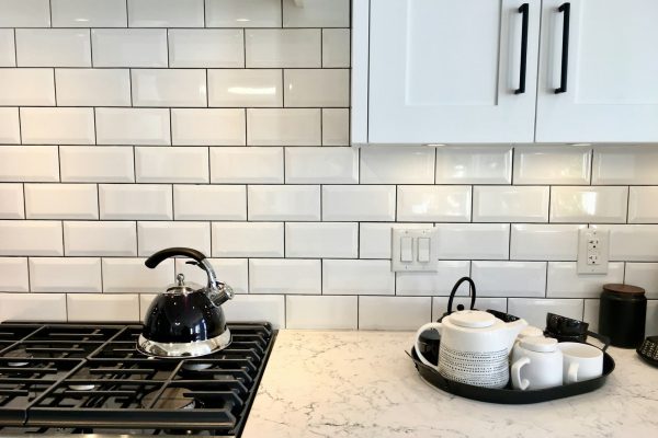 Clean modern kitchen in black and white